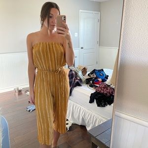 Yellow cropped jumpsuit
